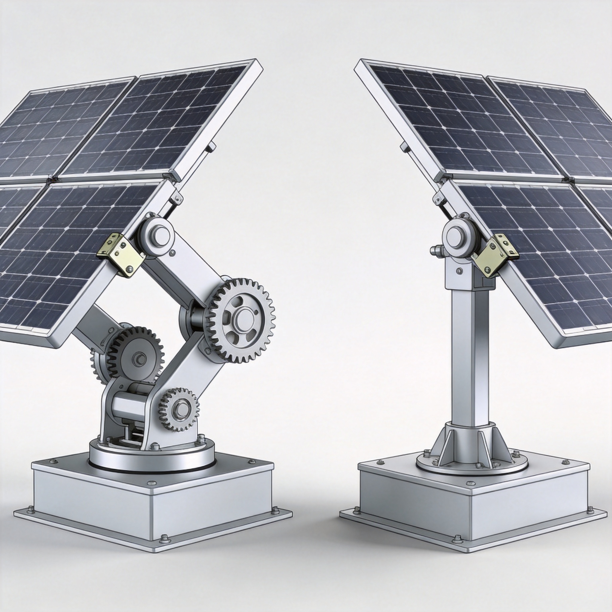 Mechanical difference between dual-axis and single-axis solar tracker
