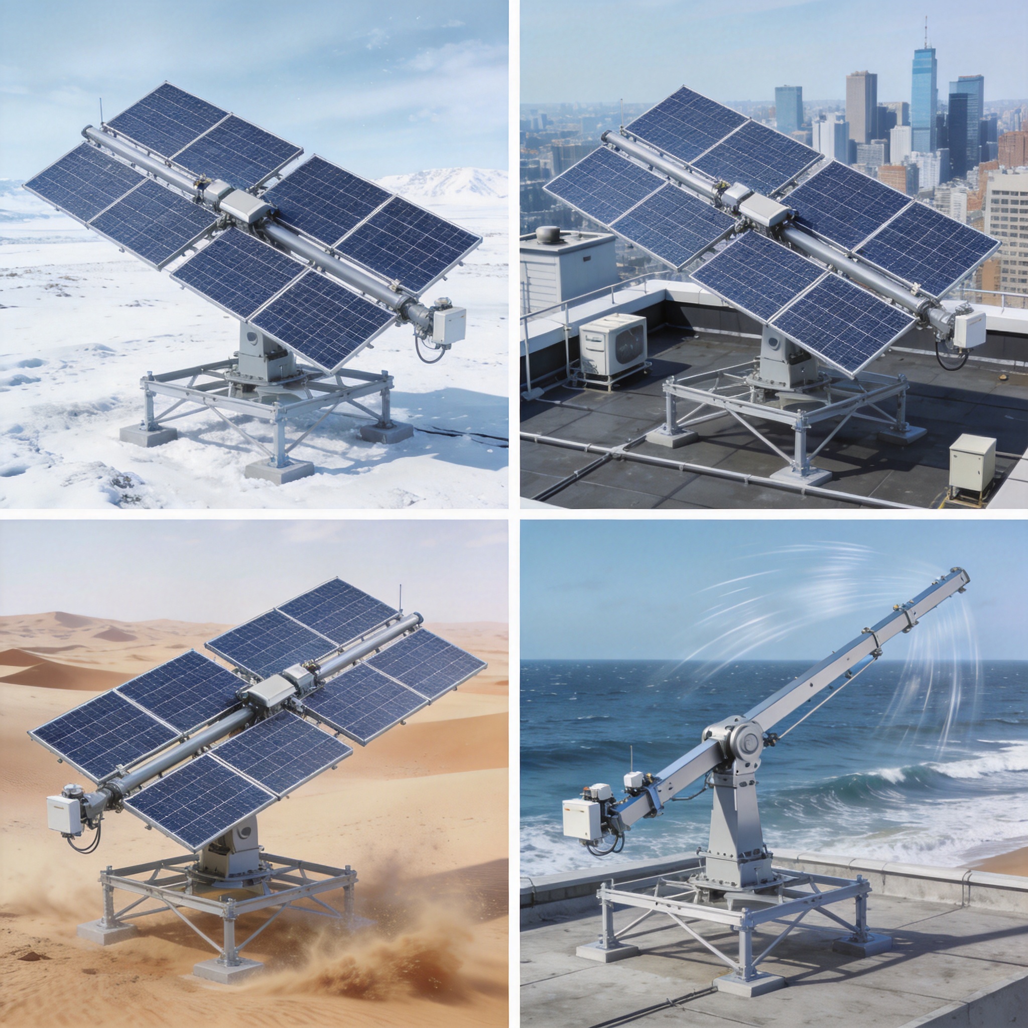 Dual-axis solar tracker installed on uneven terrain with high ground coverage ratio