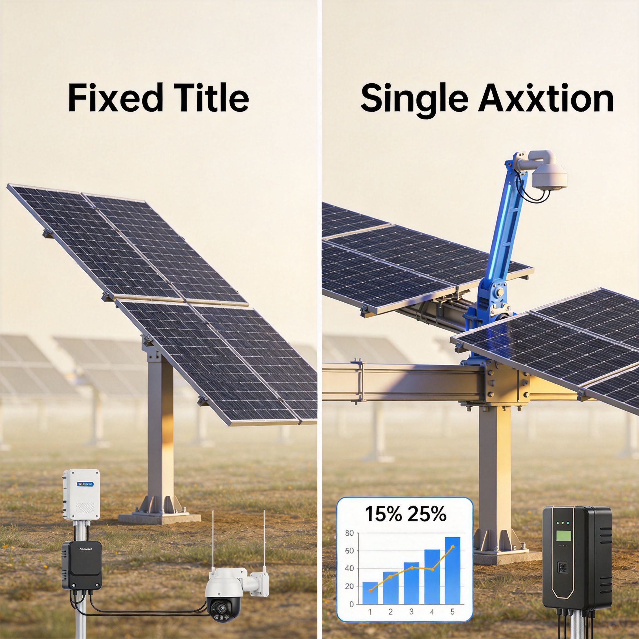 Comparison of solar irradiance capture between fixed tilt and single-axis tracker