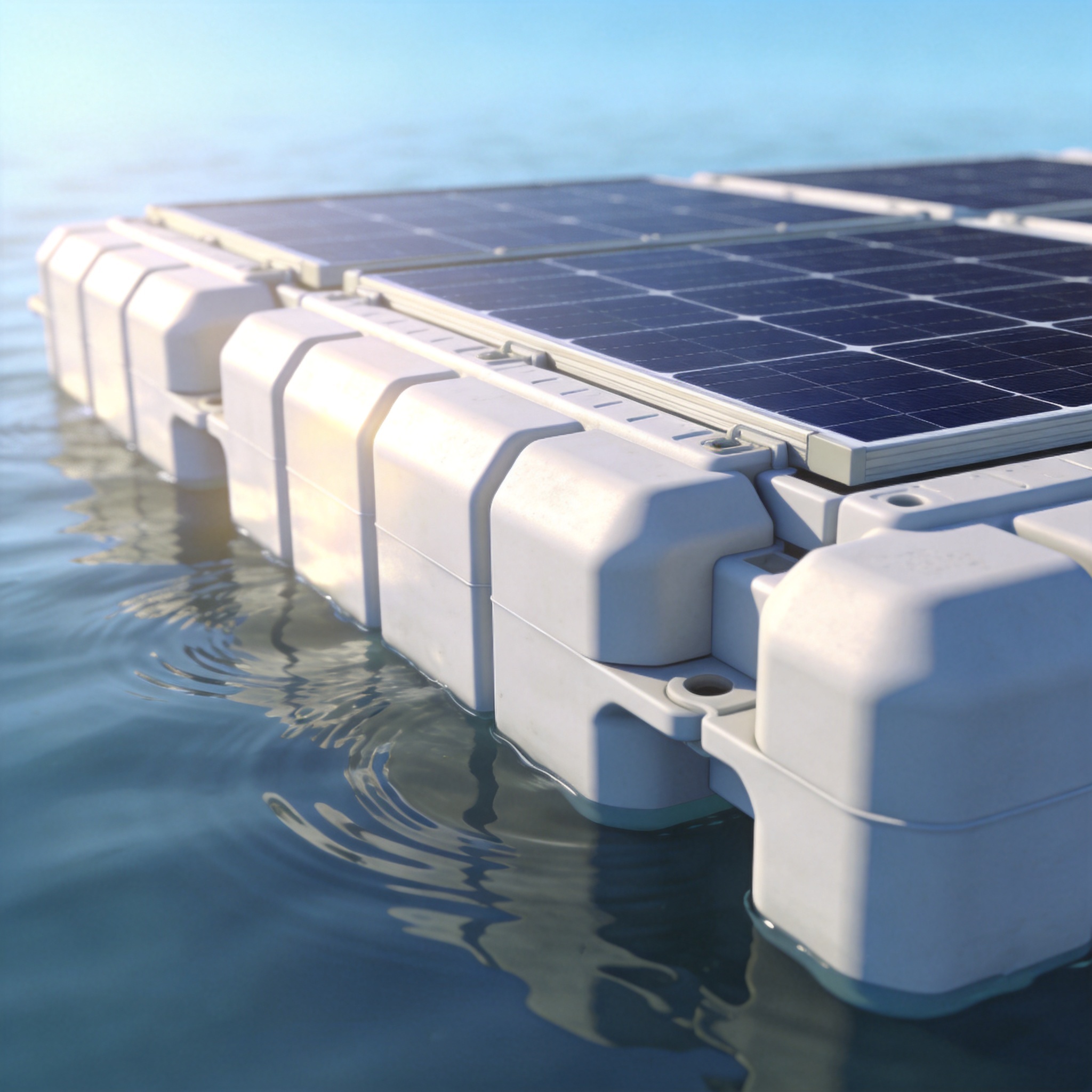 HDPE floating PV pontoon structure on water