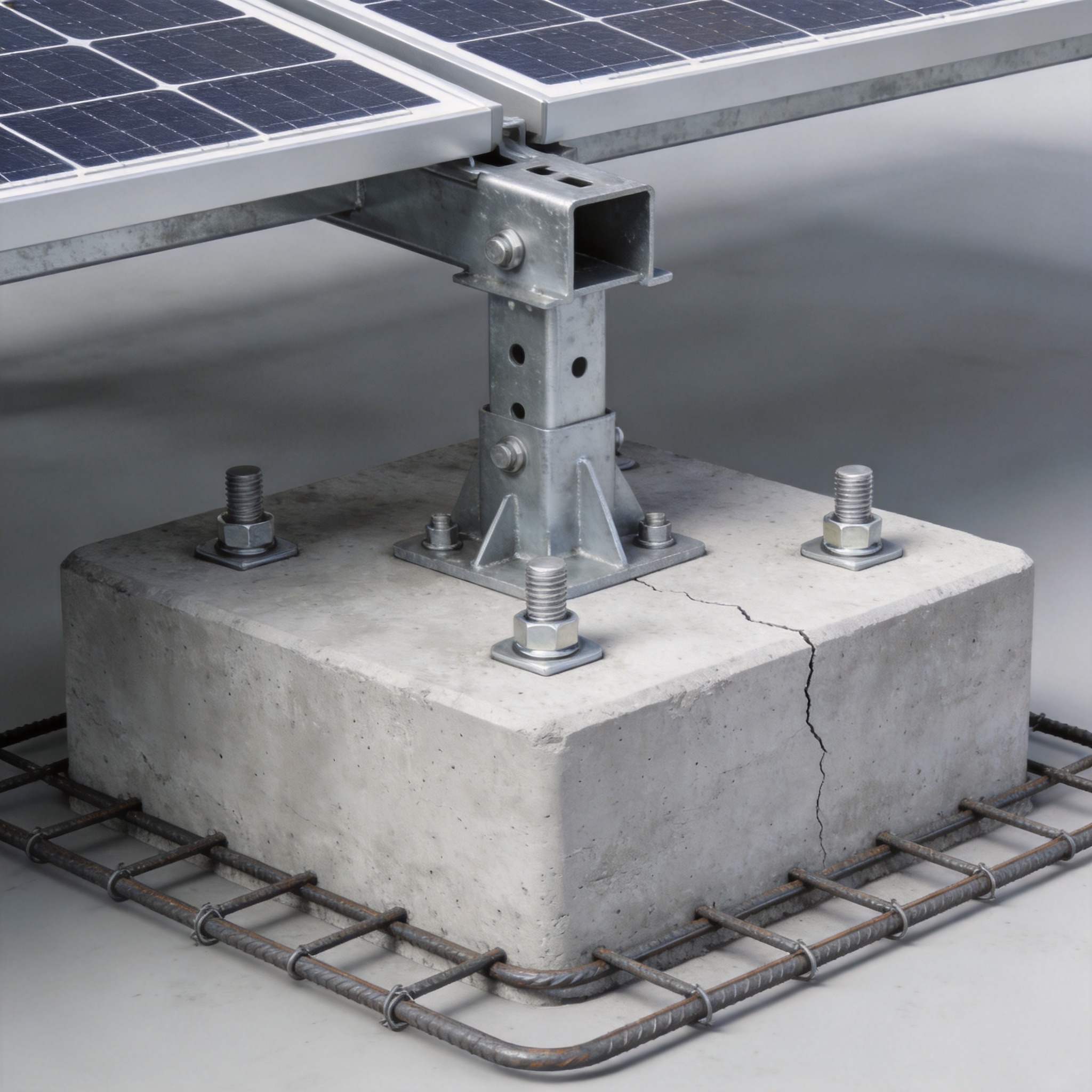 Concrete pier foundation for PV mounting system being poured