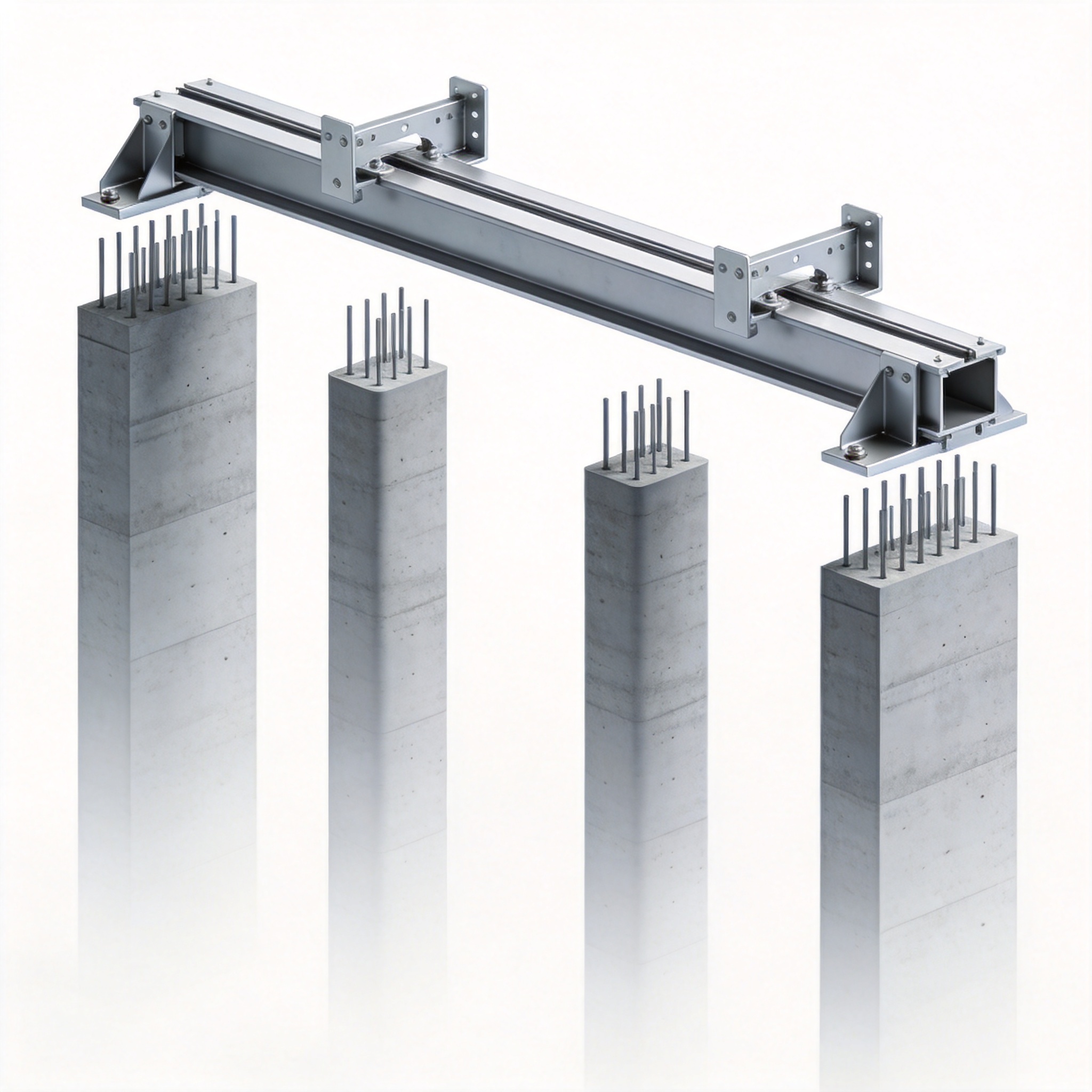 Diagram comparing traditional pile spacing versus large span mounting system spacing