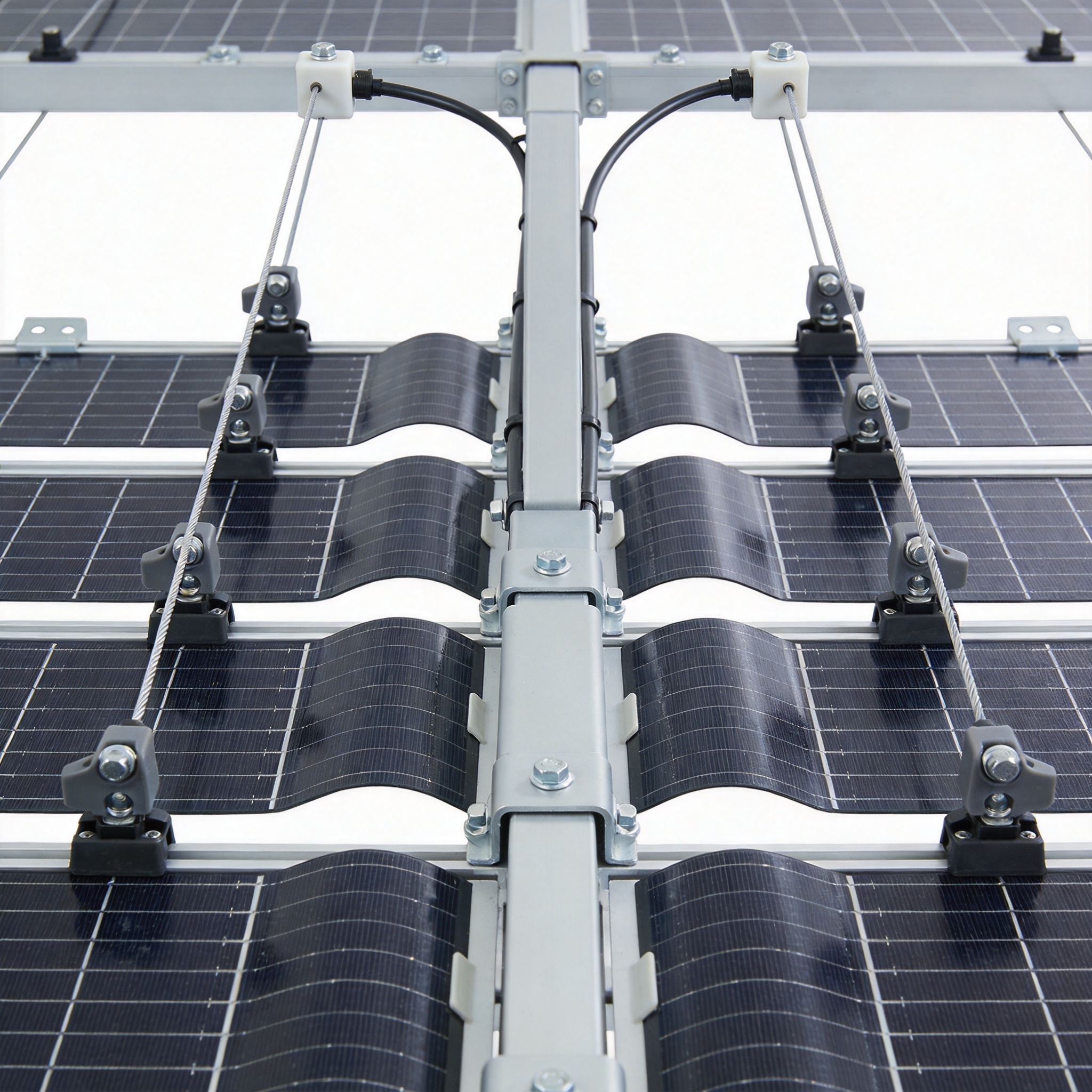 Flexible solar mounting on water canal