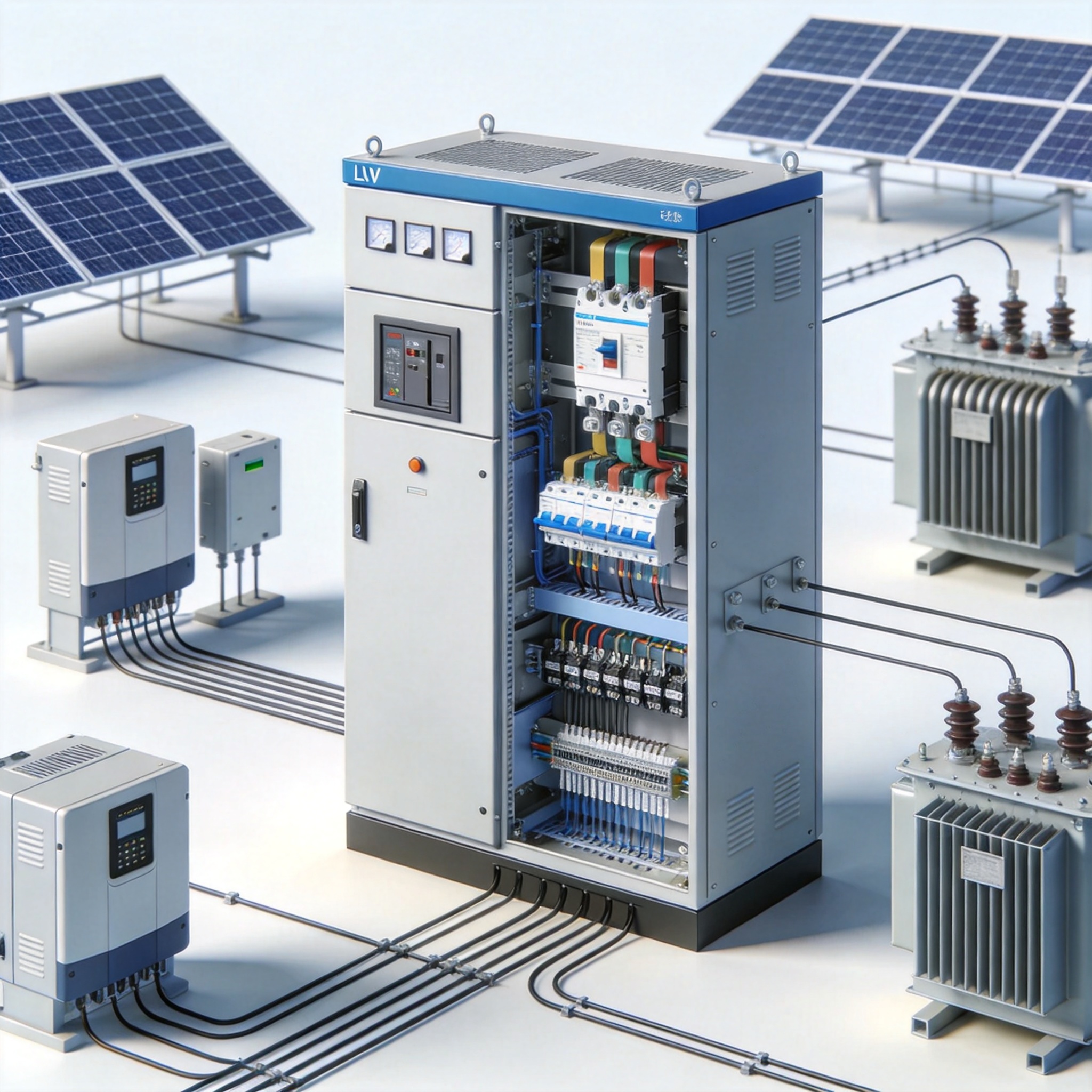 Distribuzione di energia elettrica tramite quadri elettrici di bassa tensione in un impianto fotovoltaico