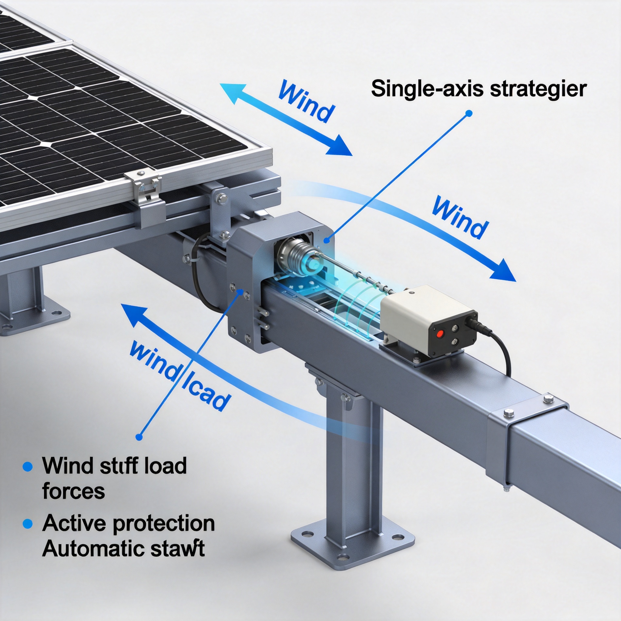 Solar tracker stow angle comparison diagram
