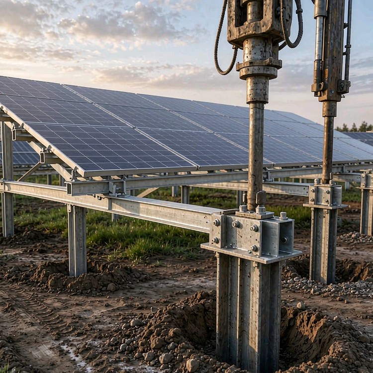 Driven Pile Foundations for Solar Racking Systems - installation detail