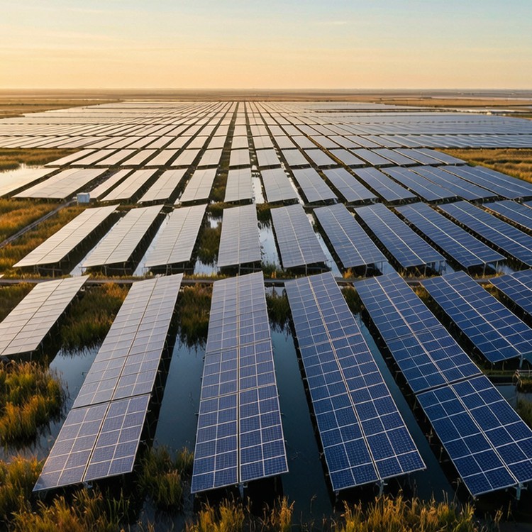 Wetland / marsh solar PV plant - reference site view