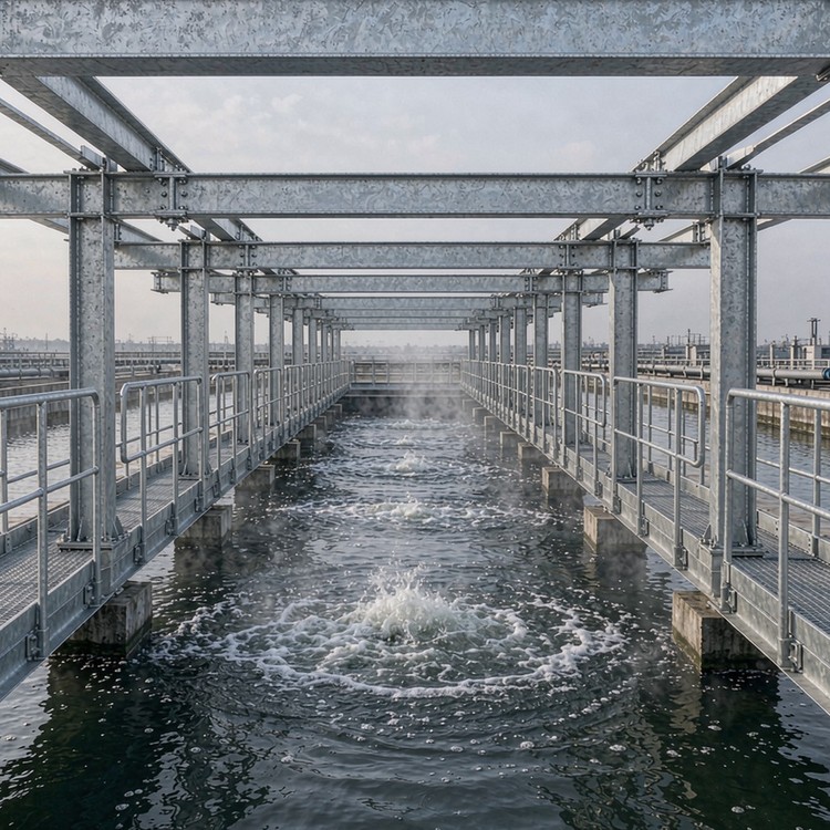 Sludge tank PV racking solar racking - engineered structure detail