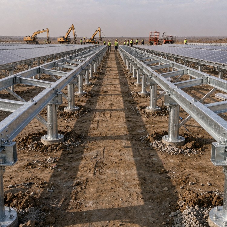 Brownfield PV support solar racking - engineered structure detail