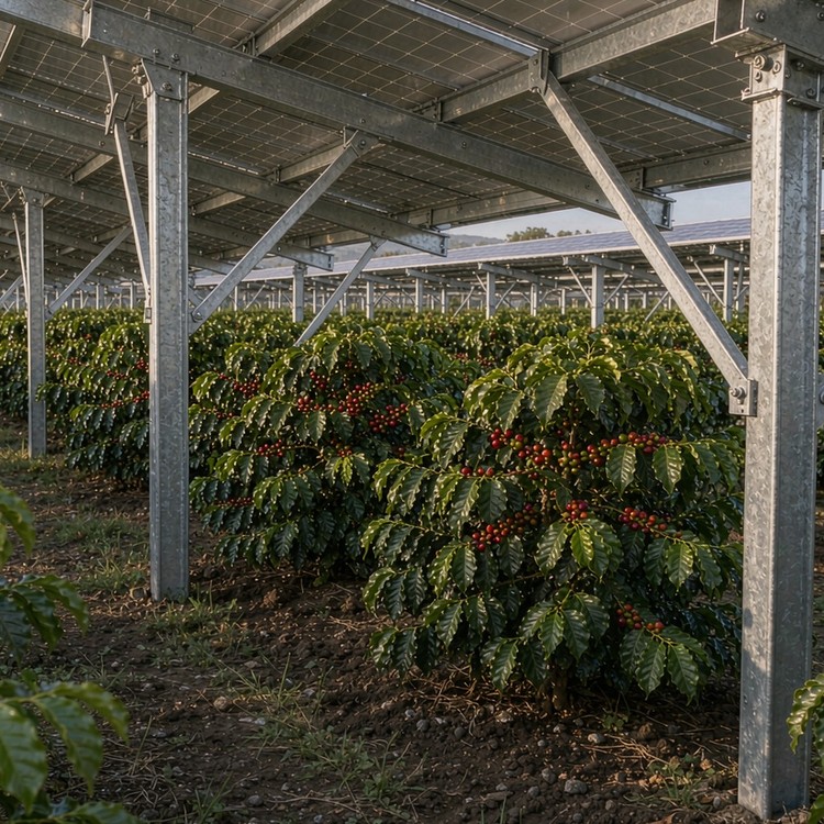 Coffee-shade PV mounting solar racking - engineered structure detail