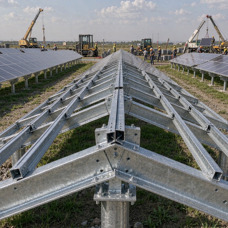 Système de montage à angle fixe pour panneaux solaires - détails de structure technique