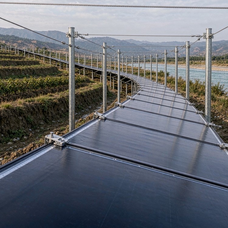Flexible membrane solar racking - engineered structure detail