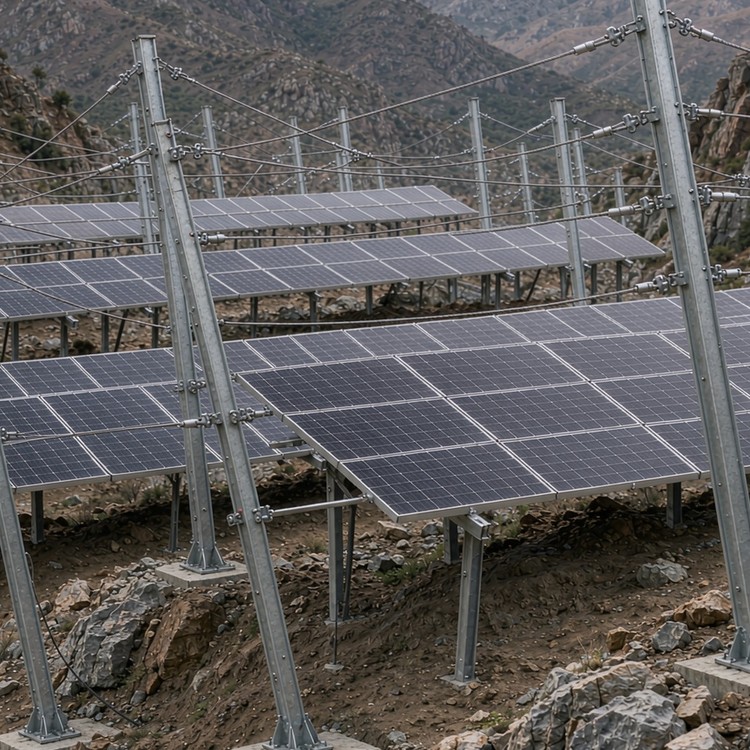 Flexible PV racking for mountain solar racking - engineered structure detail
