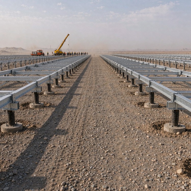 Gravel site solar racking - engineered structure detail