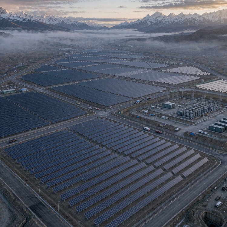 Plateau PV mounting system solar PV plant - aerial site view