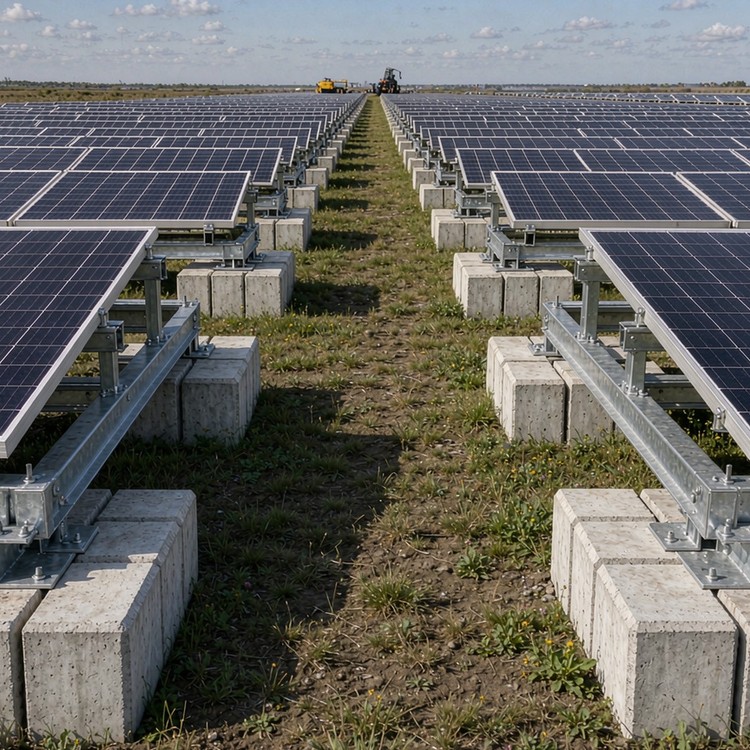 Landfill cap solar racking - engineered structure detail
