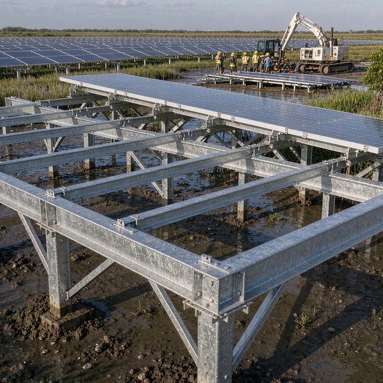 PV support for mangrove coast solar racking - engineered structure detail