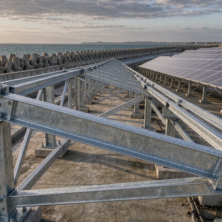 Estructura de soporte para paneles fotovoltaicos en terrenos insulares: detalles de la estructura de ingeniería.