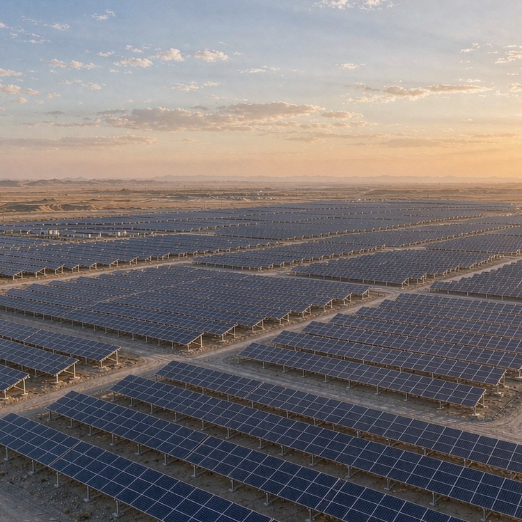 PV support for Uzbekistan solar project solar PV plant - aerial site view