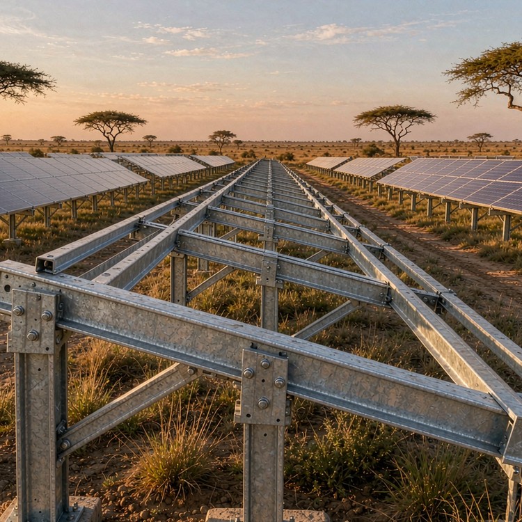 Solar bracket for South Africa karoo solar racking - engineered structure detail
