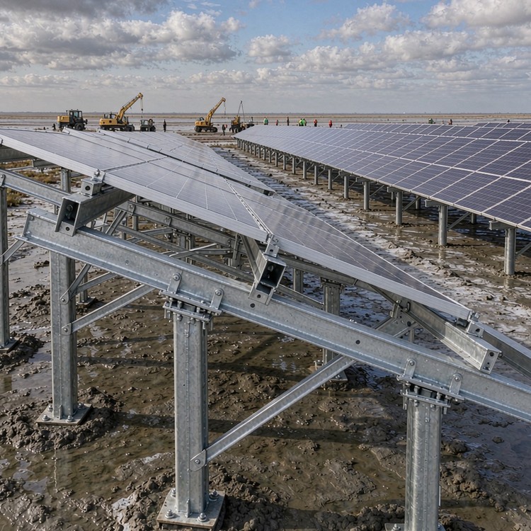 Saline-alkali land PV mounting solar racking - engineered structure detail