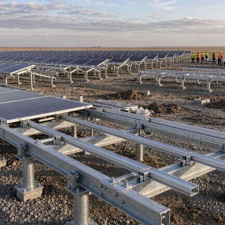 PV racking for flat terrain solar racking - engineered structure detail