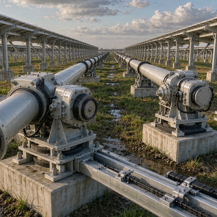 Axis tracker bracket solar racking - engineered structure detail