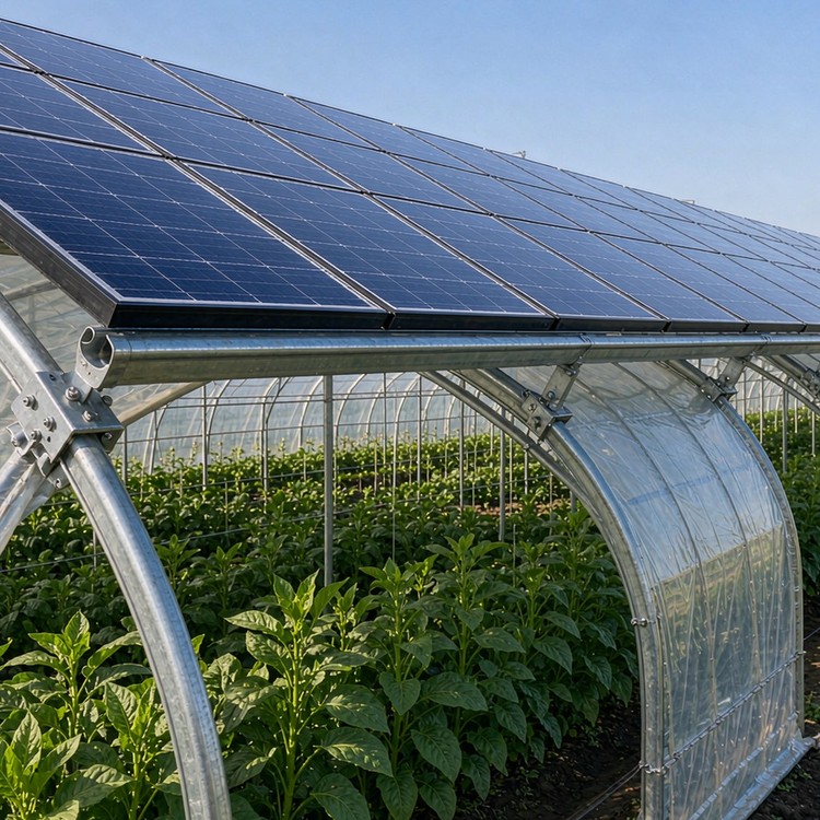Tunnel greenhouse solar bracket solar racking - engineered structure detail